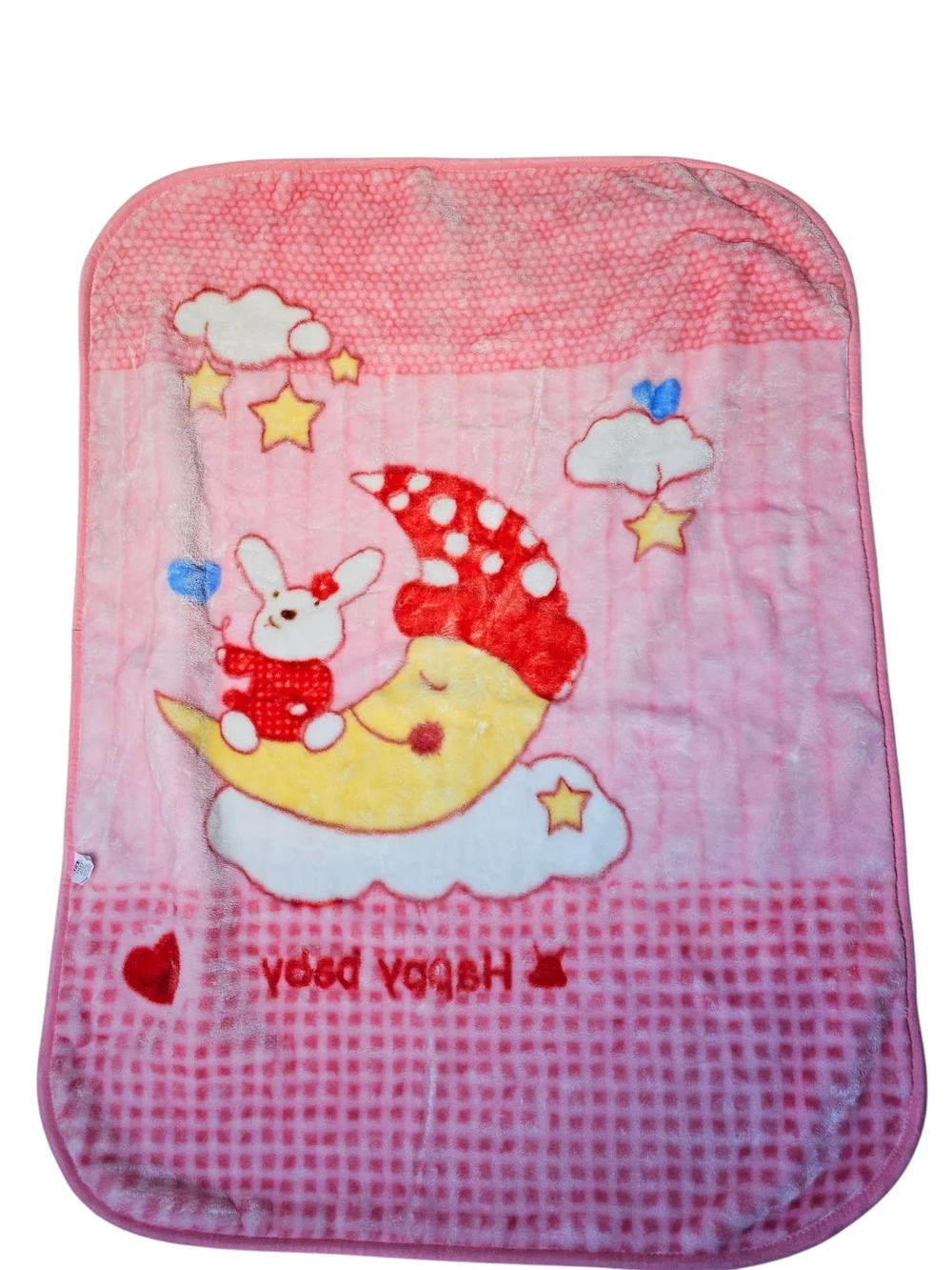 TBI Cloudy Embossed Baby Blanket Pink Bunny Moon 110 X 140 cm NIB